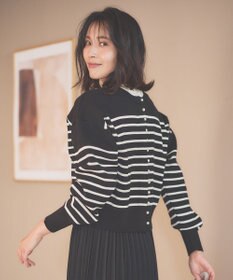 ANY L 【前後着用可能/洗濯機可】２WAYパールニットカーディガン