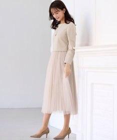 組曲 【WEB限定・KUMIKYOKU NAVY】ジャージーコンビ ギャザーチュール ワンピース