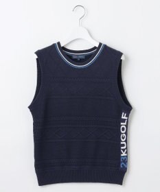 23区GOLF 【WOMEN】【ウォッシャブル】コットンブレンドサイドロゴベスト