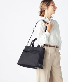 LA BAGAGERIE ツイルナイロン×エナメル 2WAYトートバッグ Mサイズ