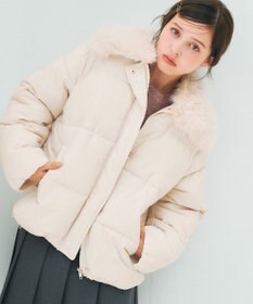 Feroux ファーカラー付き・ダウン見え中綿 ジャケット ベージュ系