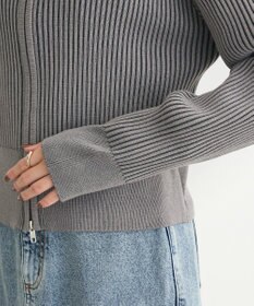 Green Parks 配色リブＺｉｐニットカーディガン