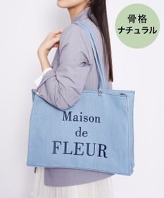 Maison de FLEUR デニムブランドロゴ刺繍トートバッグ