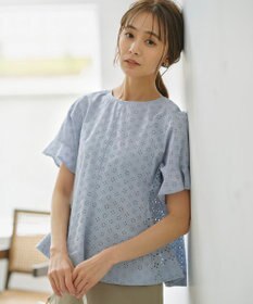 組曲 L 【WEB限定カラーあり】エンブロイダリーレース ペプラムブラウス
