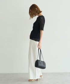YECCA VECCA 5分袖レースシアートップス