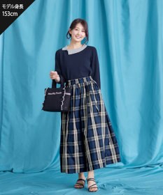 Tiaclasse 【洗える】配色衿ビジュー付きニットトップス