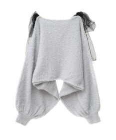 earth music&ecology チュール肩リボンニットプルオーバー