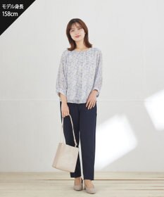 Tiaclasse L 【ストレッチジョーゼット】スリットテーパードパンツ