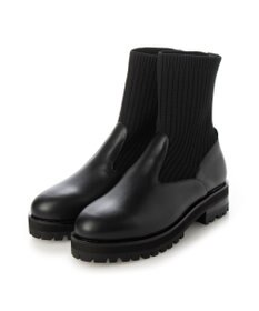 ing <ing>【サスティナブルシリーズ】ラウンドトウリブニットブーツ