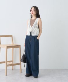 earth music&ecology フラワー刺繍メッシュベスト