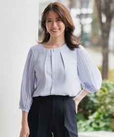 ANY SIS プリーツスリーブ ブラウス ライトブルー