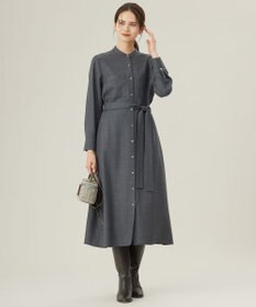 自由区 ウールジョーゼットシャツ ワンピース