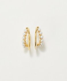 Phoebe 〈アレルギー対応〉プチパールダブルフープセラミックピアス　ゴールド