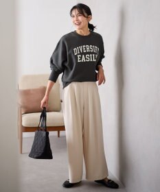 ANY 【ウエストゴム】２タックジョーゼットワイドパンツ