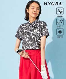 23区GOLF 【WOMEN】【接触冷感・UVケア・吸水速乾】ブーゲンビリア柄 ポロシャツ
