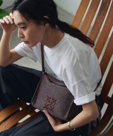 russet ナイロンラフィアショルダーバッグ(CE-1713)
