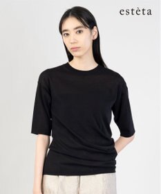 23区 【エステータ】シアーニット 5分袖ドレープ