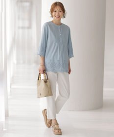 J.PRESS LADIES L 【洗える・接触冷感・UVケア・吸水速乾・防透け】麻シェルドライ テーパード パンツ