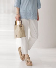 J.PRESS LADIES L 【洗える・接触冷感・UVケア・吸水速乾・防透け】麻シェルドライ テーパード パンツ