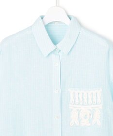 23区 【先行予約】LIBECOリネン ポケット刺繍 クロップドシャツ