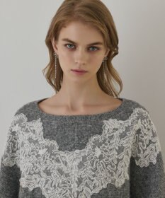 GRACE CONTINENTAL レースドルマンニットトップ
