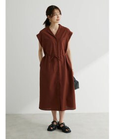 Green Parks 綿麻混開襟ワンピース