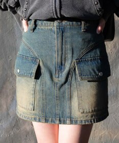 WEGO ヴィンテージウォッシュカーゴミニスカート