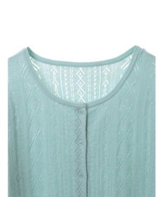 earth music&ecology リボン柄透かし編みニットカーディガン