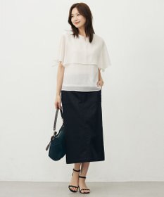 J.PRESS LADIES L 【洗える】シャンブレーサテン ナロー スカート