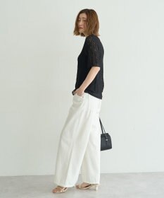 YECCA VECCA 5分袖レースシアートップス