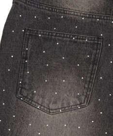 WEGO 【ユニセックス着用ITEM】スーパーバギーラインストーンデニムパンツ