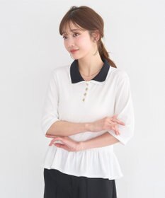 earth music&ecology ダブル衿ペプラムプルオーバー