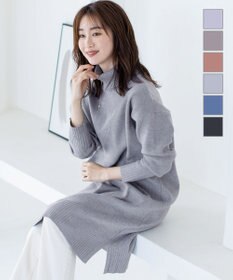 Tiaclasse 【洗える】華のあるニットタートルワンピース