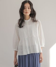組曲 エンブロイダリーレーススタンドネック ブラウス