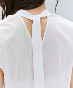 BEIGE， 【洗える】BAC / コットンバックボウタイノースリーブブラウス