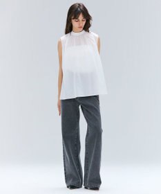 BEIGE， 【洗える】BAC / コットンバックボウタイノースリーブブラウス