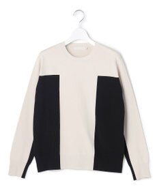 ICB 【洗える】マットヴィスコースポリエステル ブロッキングニット