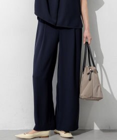 23区 【WEB&一部店舗限定】ストレッチジョーゼット ワイドパンツ ネイビー系