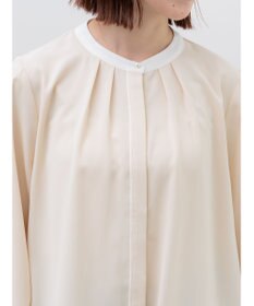 Te chichi パール釦配色タックブラウス