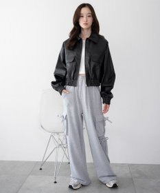 WEGO 【ウエストゴム】リボンカーゴスウェットパンツ