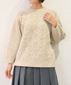 muuc 〈上質なシェットランドウール＆カシミヤ〉〈5種類の模様編み〉パッチワーク柄ケーブル模様編みセーター