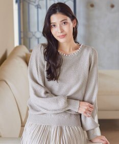 Tiaclasse 【洗える】衿パールニットトップス