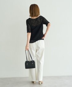 YECCA VECCA 5分袖レースシアートップス