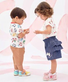 MIKI HOUSE HOT BISCUITS 【80-120cm】ビーンズ×乗り物 総柄 半袖Tシャツ