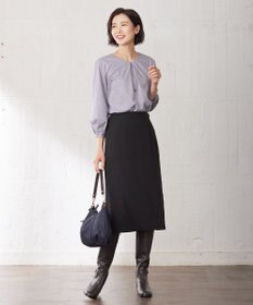 J.PRESS LADIES ストライプジャカード Vネック カットソー