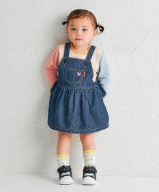 MIKI HOUSE HOT BISCUITS 【70-110cm】ワンポイント 6オンスデニム ジャンパースカート