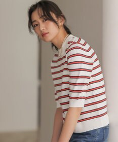 組曲 S マイラックカラー 6分袖 ニット