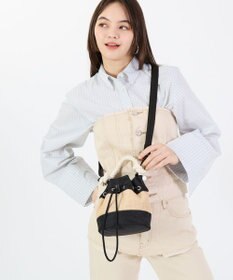 LeSportsac RAFFIA MINI BUCKET/ブラックラフィア