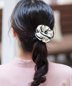 Tiaclasse 配色パイピングフラワーヘアゴム