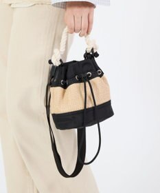 LeSportsac RAFFIA MINI BUCKET/ブラックラフィア